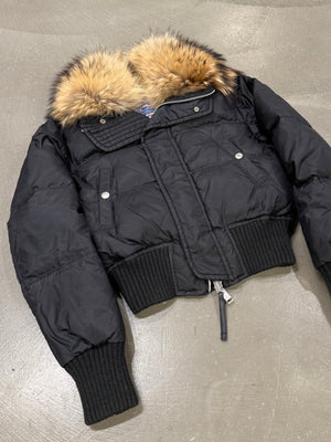 2000s Dsquared2 raccoon fur cropped puffer jacket