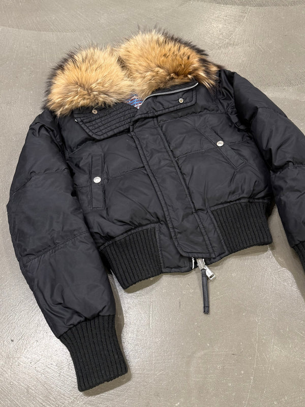2000s Dsquared2 raccoon fur cropped puffer jacket