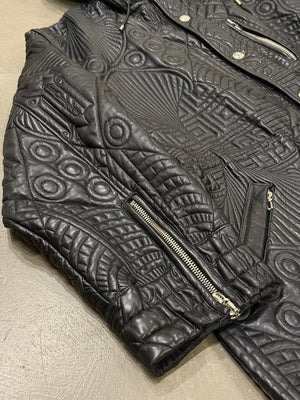 A/W1990 Gianni Versace embossed leather runway coat