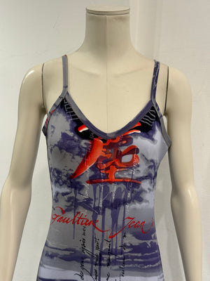 1990s Jean Paul Gaultier cloud print slip dress