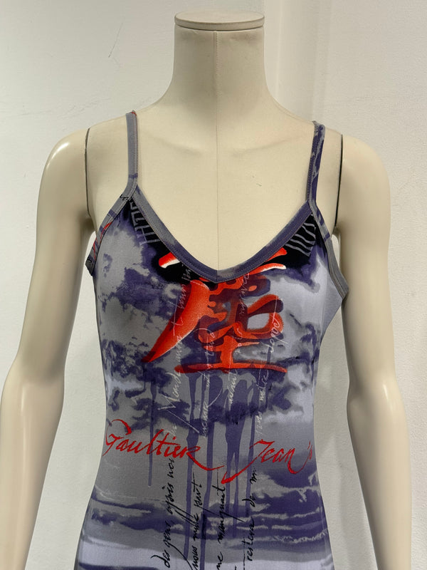 1990s Jean Paul Gaultier cloud print slip dress