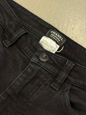 2000s Chanel black uniform slim jeans
