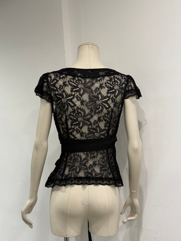 2000s Dolce & Gabbana lace tie-waist corseted top