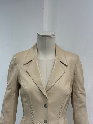 1990s Mugler leather blazer jacket