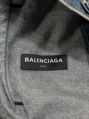 2016 Balenciaga back embroidered logo denim jacket