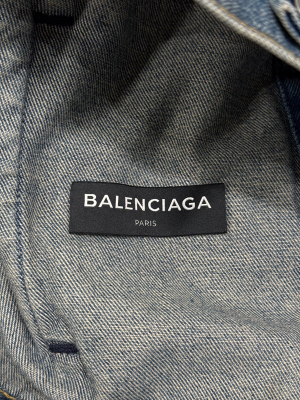 2016 Balenciaga back embroidered logo denim jacket