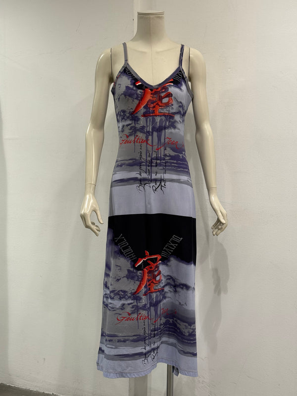 1990s Jean Paul Gaultier cloud print slip dress