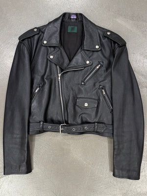 1990s Jean Paul Gaultier Junior cropped biker leather jacket