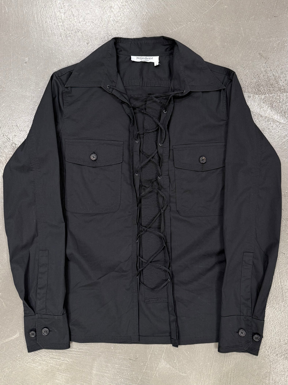 S/S2002 Yves Saint Laurent by Tom Ford safari lace-up shirt