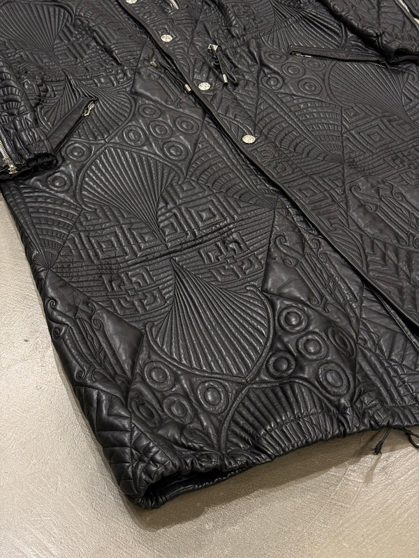 A/W1990 Gianni Versace embossed leather runway coat