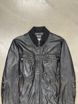 2000s Dolce & Gabbana zipper biker moto leather jacket