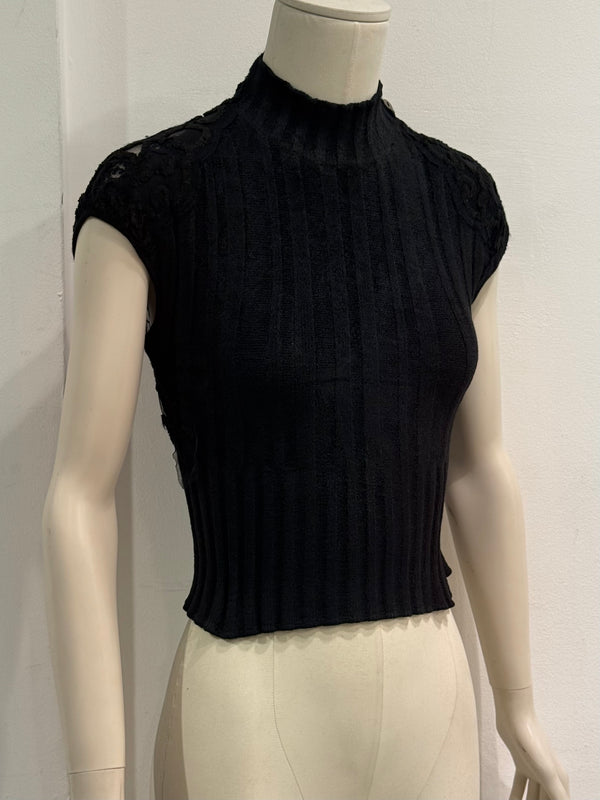 2000s Roberto Cavalli lace cropped top