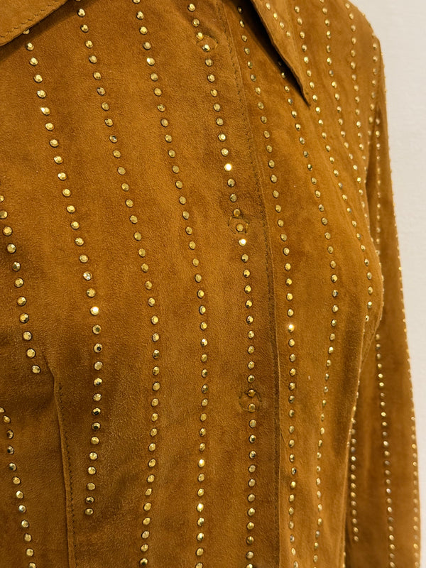 2001 Dolce & Gabbana studded embellished suede leather jacket