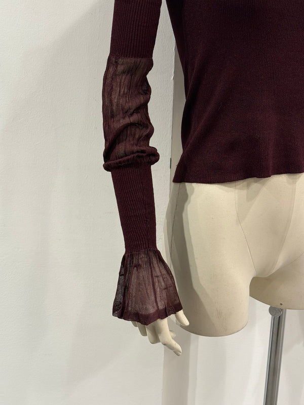 A/W2002 Yves Saint Laurent by Tom Ford sheer sleeve top