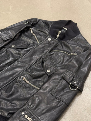 S/S2004 Dolce & Gabbana multi-zipper runway leather jacker
