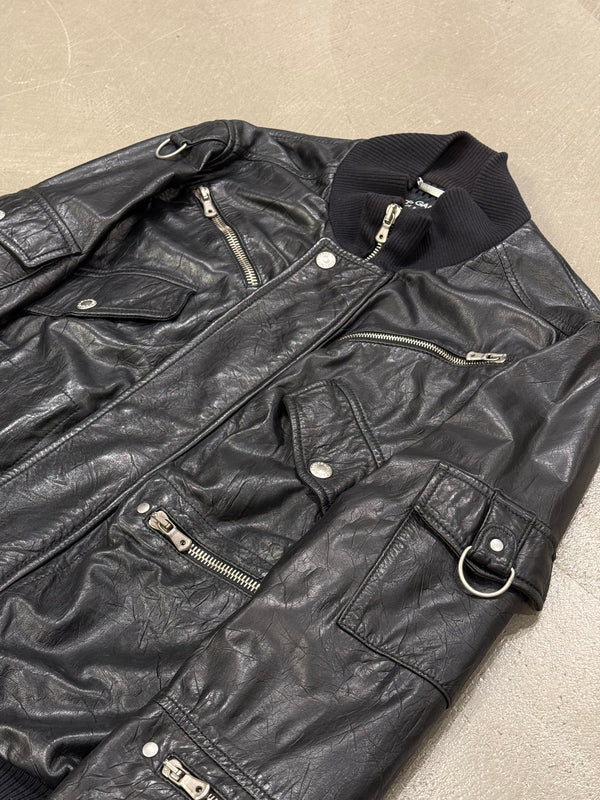 S/S2004 Dolce & Gabbana multi-zipper runway leather jacker