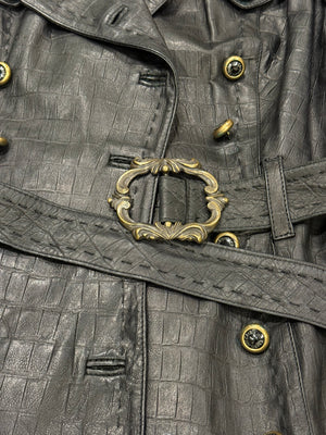 2000s Cavalli heavy leather coat