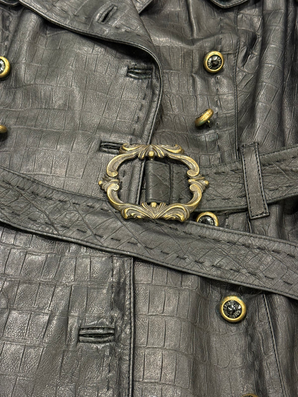 2000s Cavalli heavy leather coat