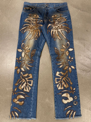 Roberto Cavalli palm tree runway jeans