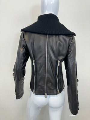 A/W 2003 Dolce & Gabbana full zipper high neck leather jacket