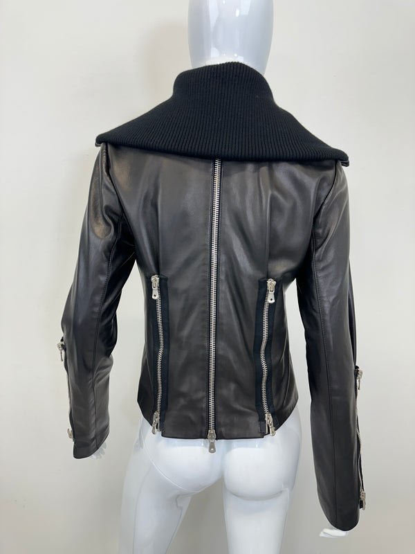 A/W 2003 Dolce & Gabbana full zipper high neck leather jacket