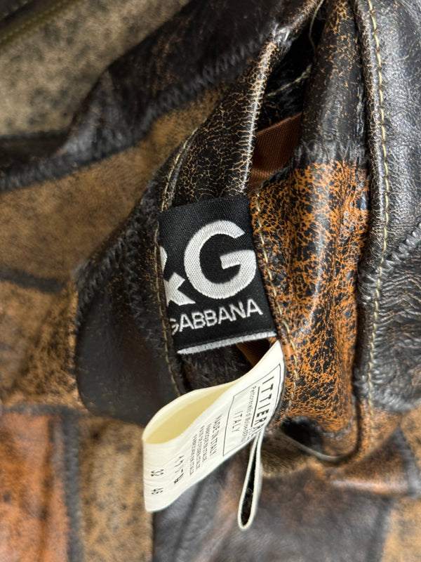 2000s Dolce & Gabbana patchwork 2-in-1 reversible leather jacket
