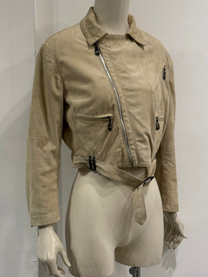 A/W1994 Gianni Versace cropped crocodile embossed leather jacket