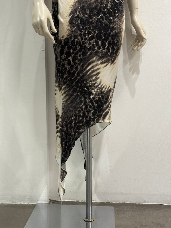 2000s Cavalli asymmetrical hem leopard print dress