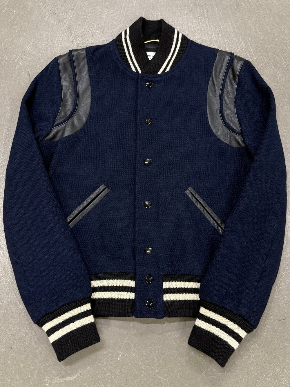 2014 Saint Laurent by Hedi Slimane teddy varsity jacket