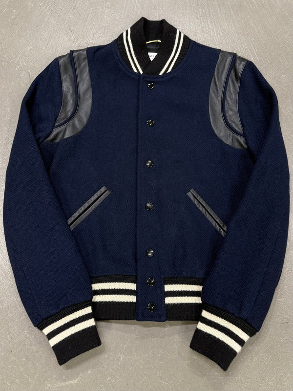 2014 Saint Laurent by Hedi Slimane teddy varsity jacket
