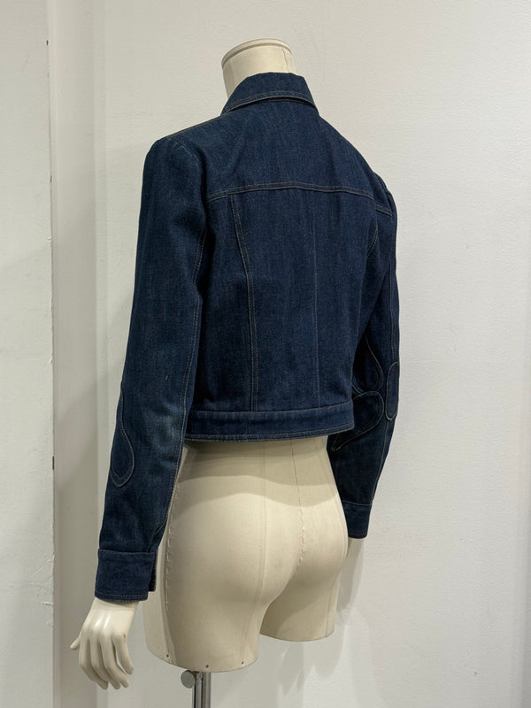 A/W2002 Dolce & Gabbana paneled floral denim jacket