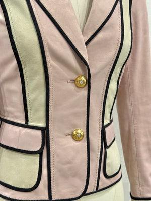 2000s Roberto Cavalli fitted pink leather jacket