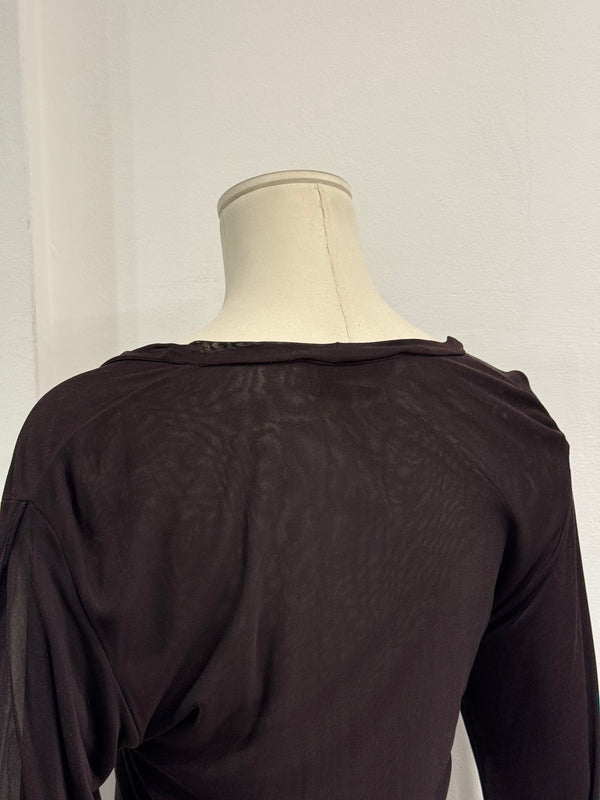 2000s Yves Saint Laurent by Tom Ford hybrid sheer blouse