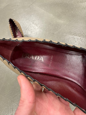 Prada floral appliqués leather heels