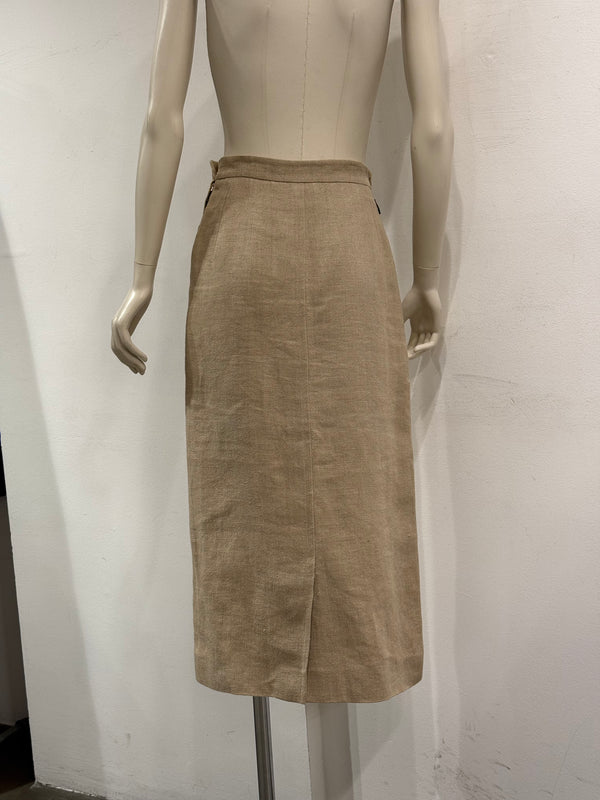 1990s Hermes by Martin Margiela linen midi skirt