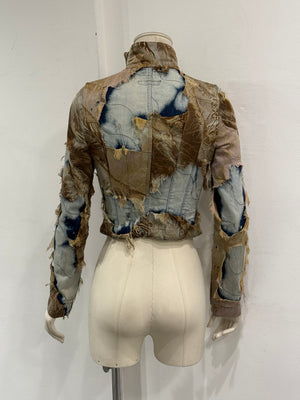 A/W2001 Roberto Cavalli “phoenix” double layer destroyed runway denim jacket