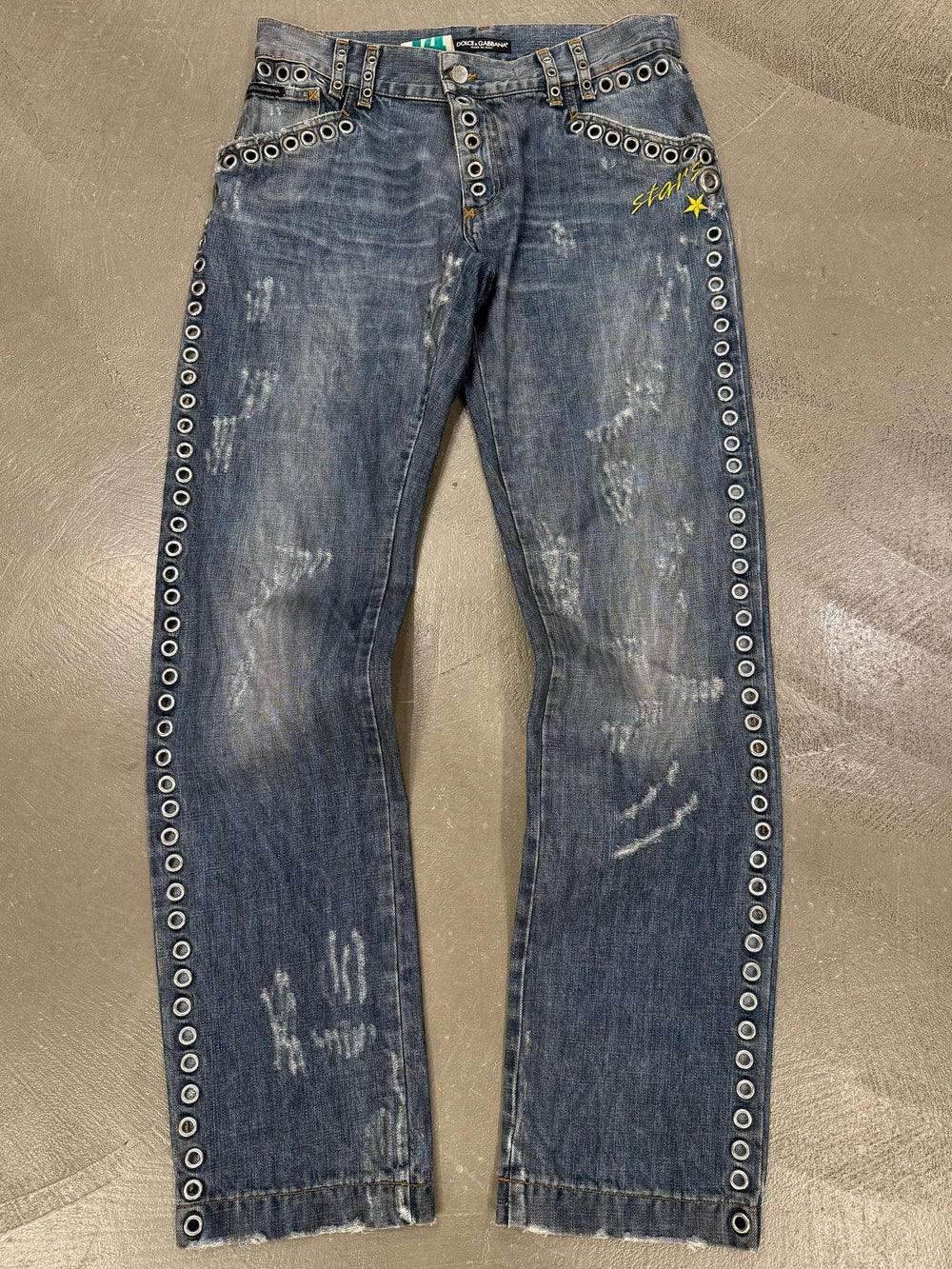 S/S 2006 Dolce & Gabbana runway studded eyelet jeans