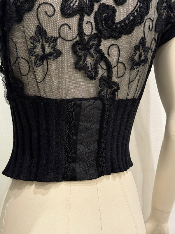 2000s Roberto Cavalli lace cropped top