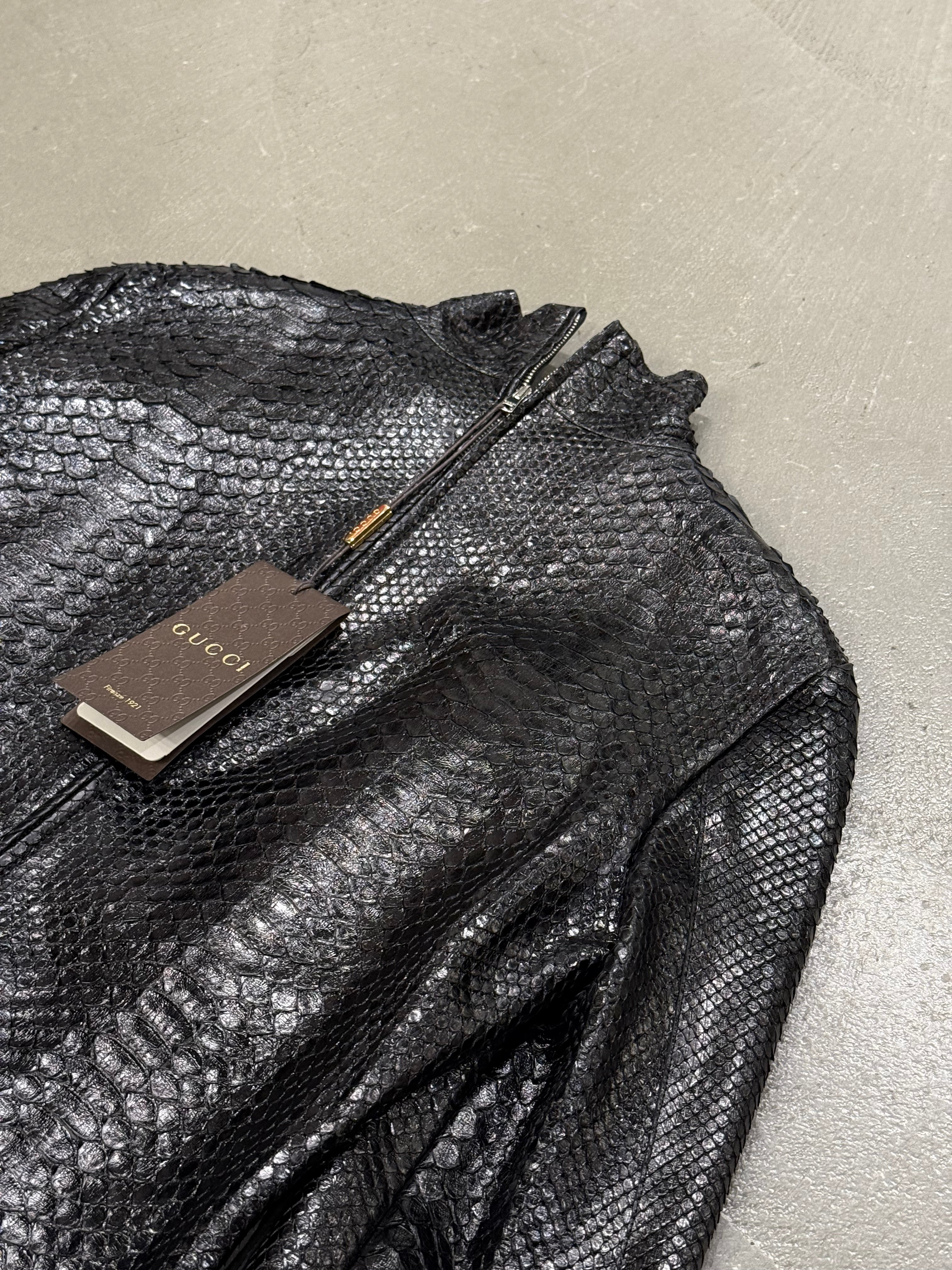 2010s Gucci real python backzip leather jacket