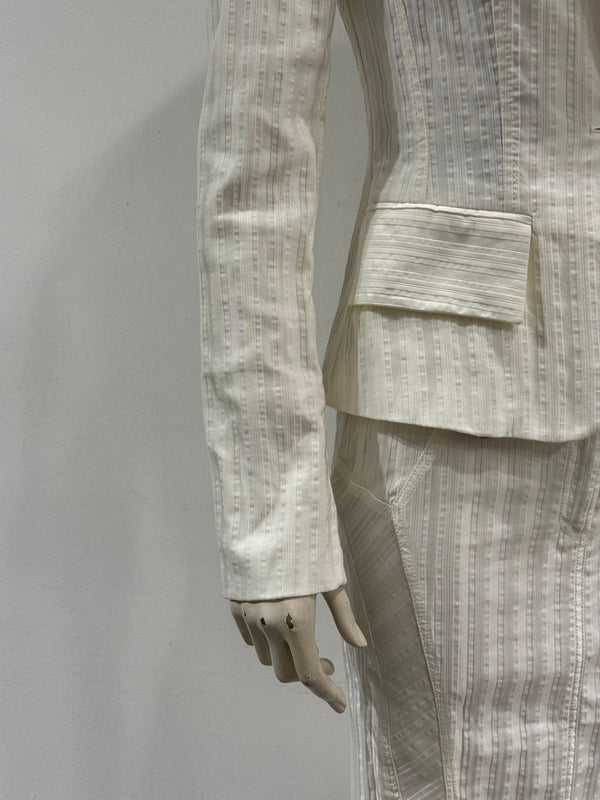 2000s Cavalli pleated blazer and skirt set