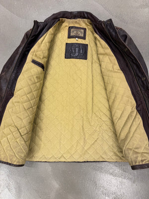 1990s Armani trashed faded heavy leather coat