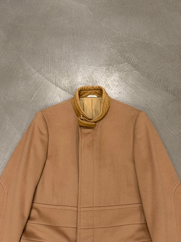 A/W2000 Gucci by Tom Ford runway wool leather collar coat