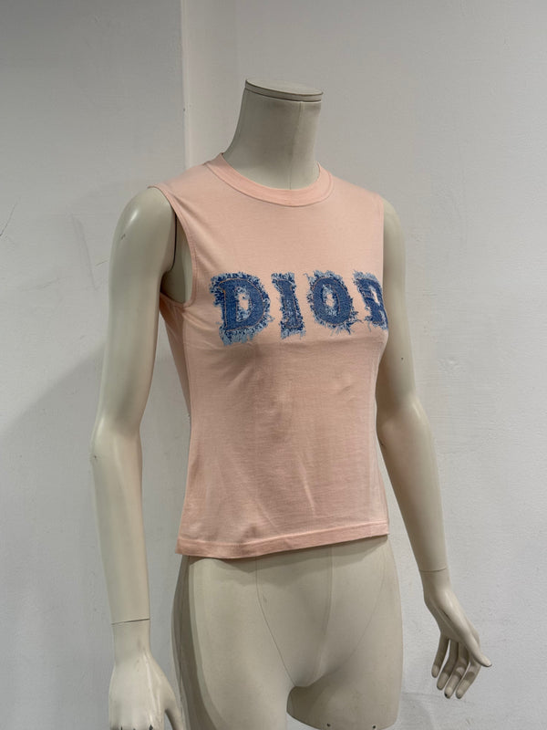 2003 Christian Dior by Galliano denim logo tank top