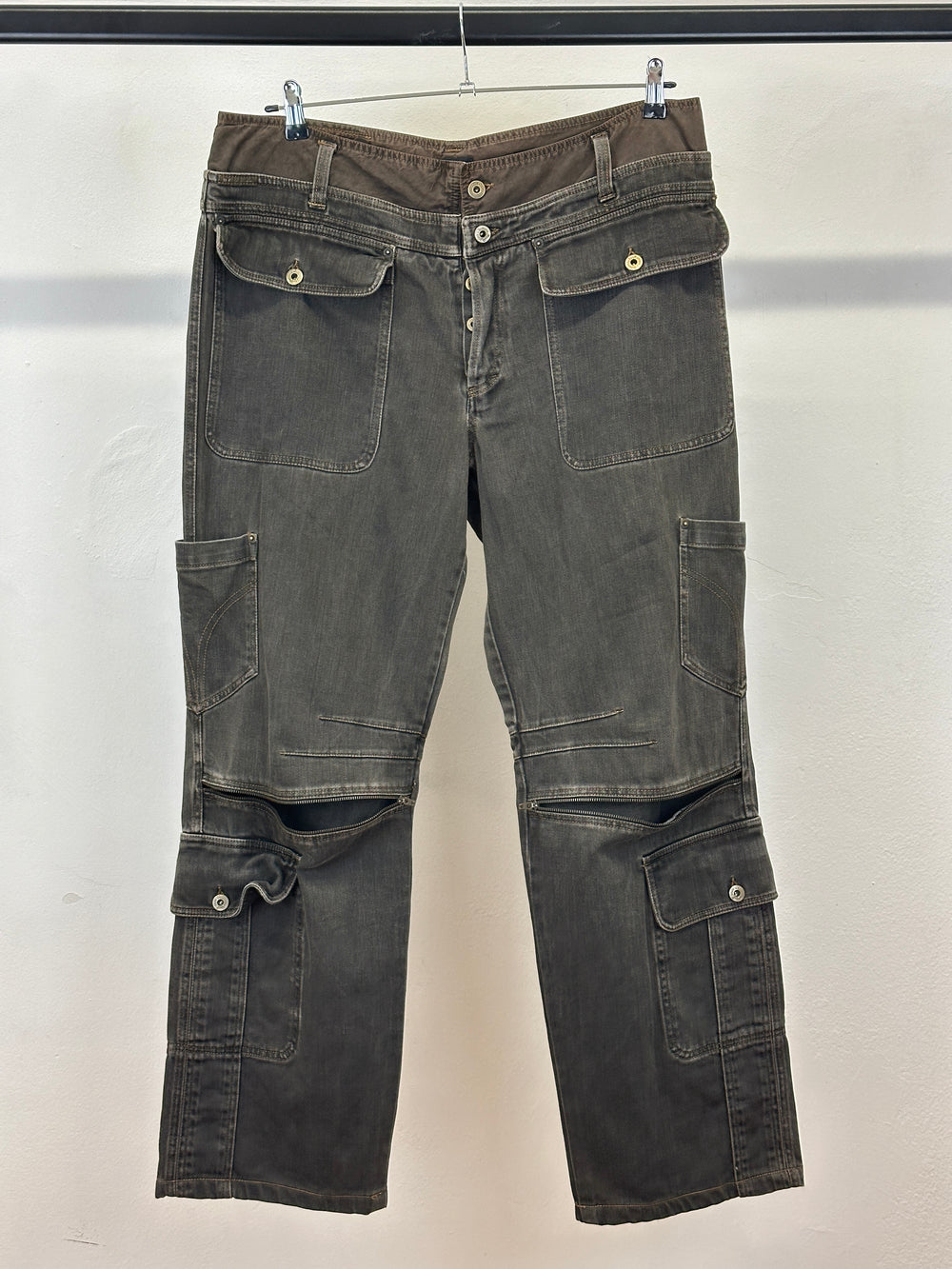 A/W2003 Dolce & Gabbana double waisted oversized cargo pants