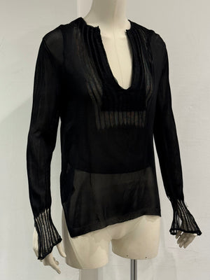 2000s Yves Saint Laurent by Tom Ford silk sheer blouse