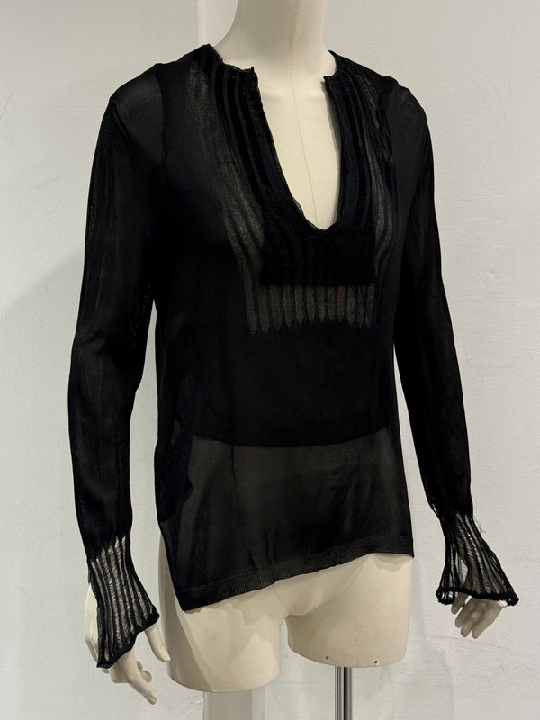 2000s Yves Saint Laurent by Tom Ford silk sheer blouse
