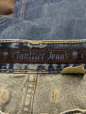 2000s Jean Paul Gaultier patchwork flared jeans
