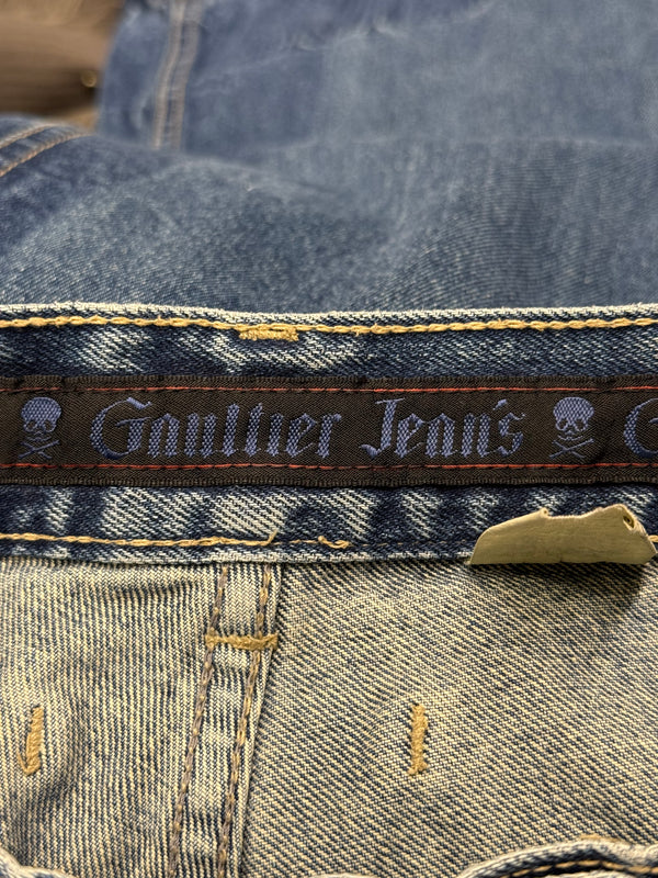 2000s Jean Paul Gaultier patchwork flared jeans