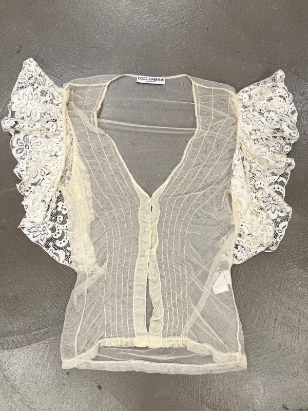 1998 Dolce & Gabbana sheer runway butterfly top