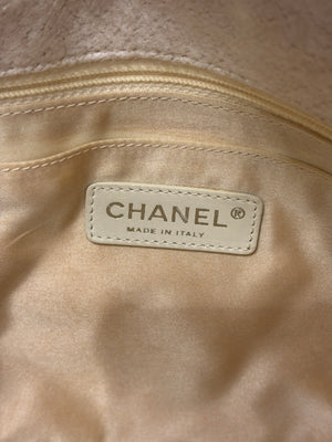 2010 Chanel shearling tweed patchwork big flap bag
